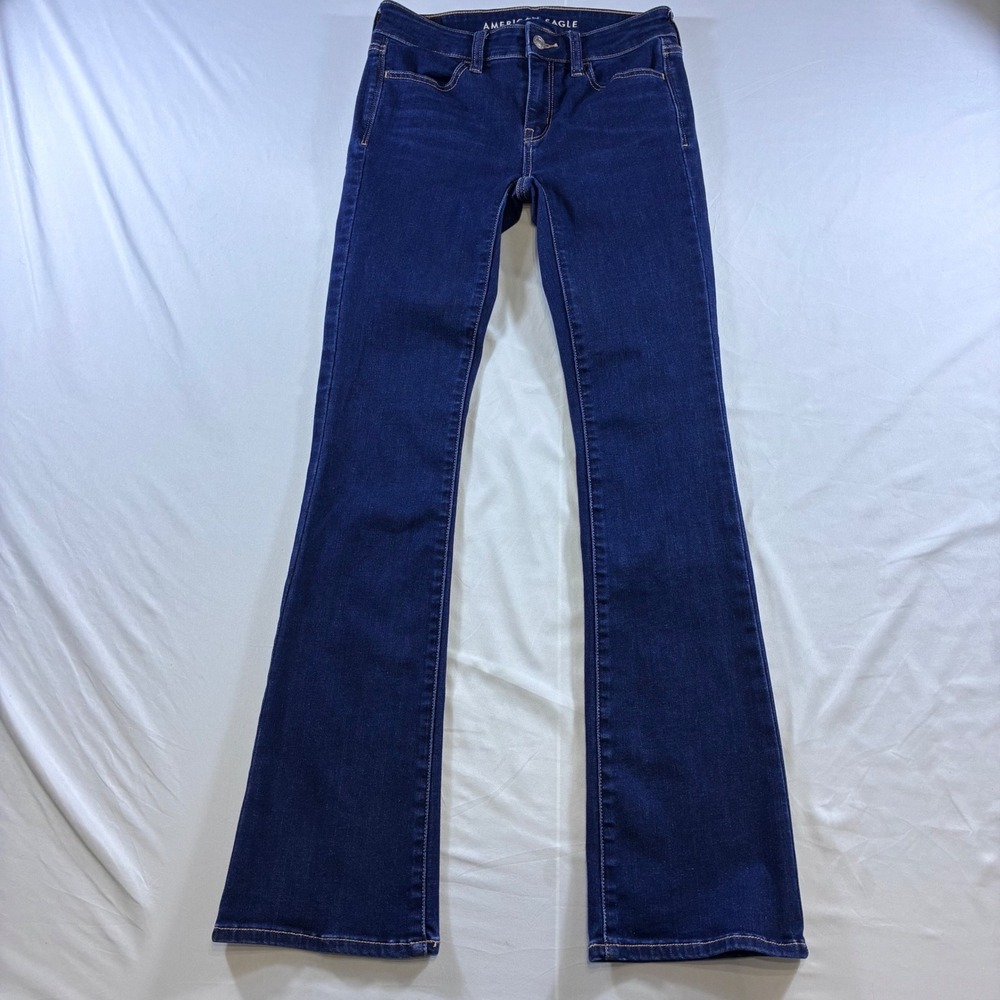 American Eagle Kick Boot Jeans Dark Wash Next Level Stretch Size 00 Regular